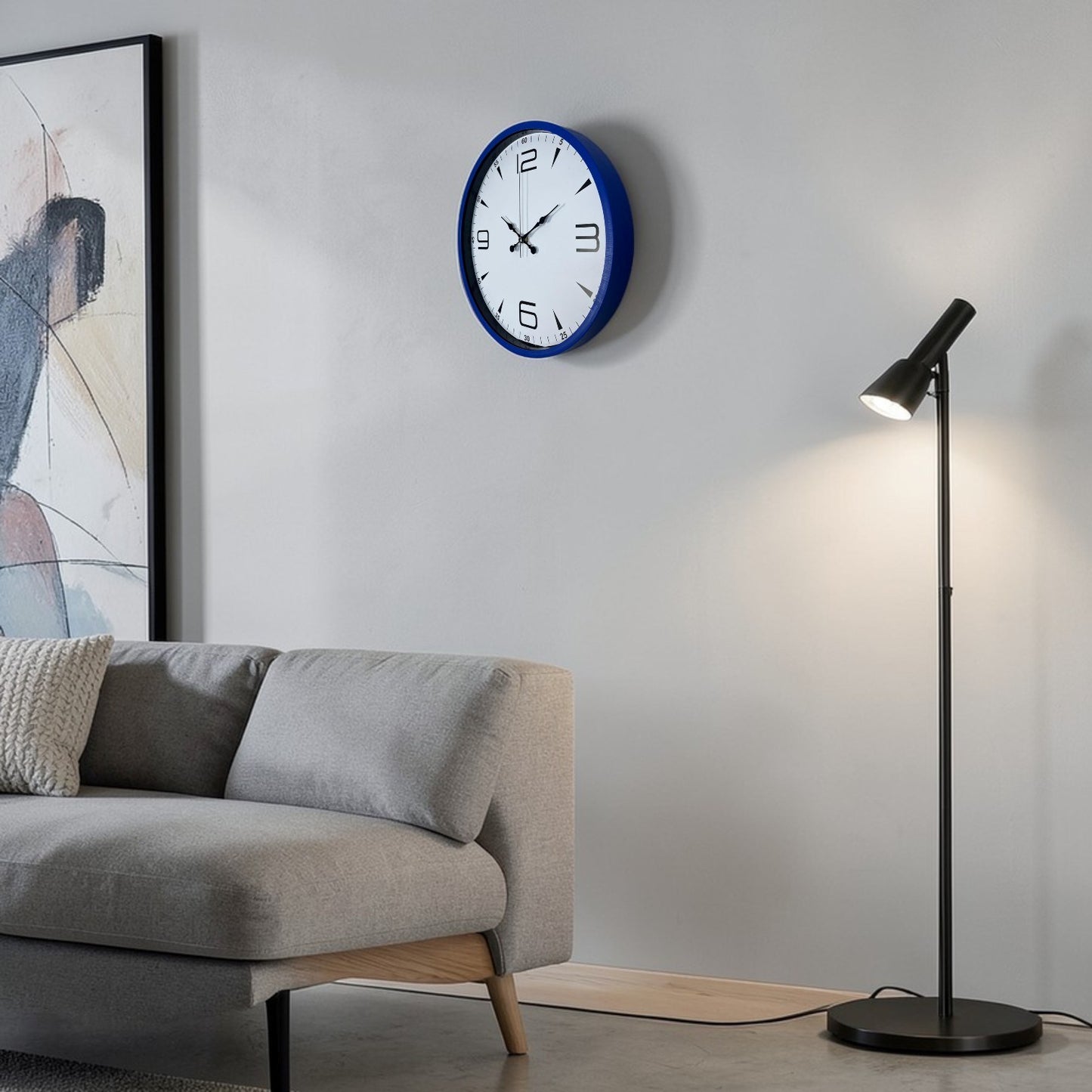 Lacivert Çerçeveli Beyaz Kadran 36 Cm Duvar Saati