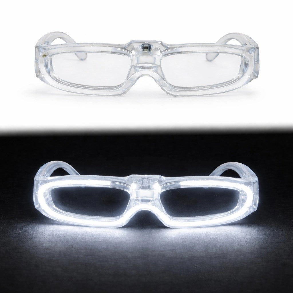 Mey İthalat® Beyaz LED Işıklı Parti Gözlüğü 3 Modlu - Glow & Gece Eğlence Gözlüğü
