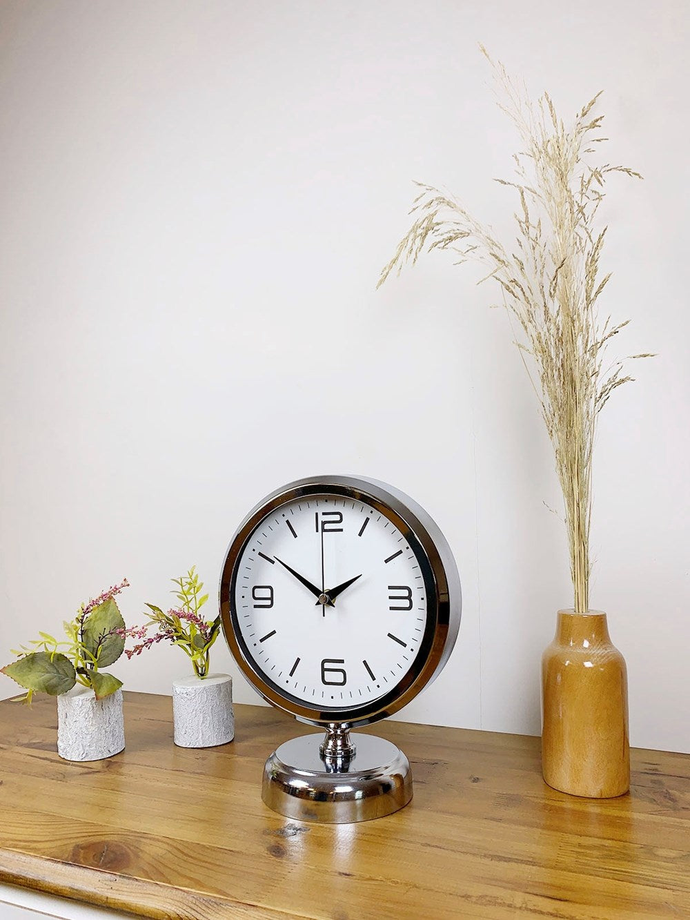 Krom Metal Modern Masa Saati 25×20 cm