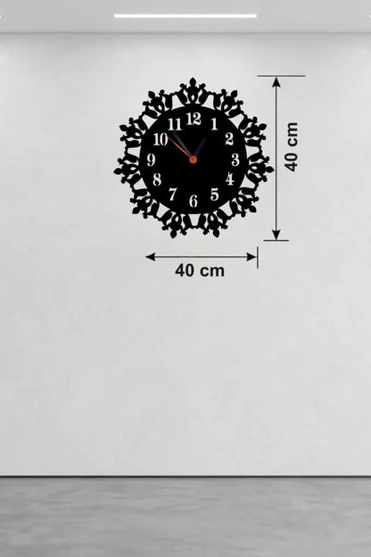 Mey İthalat® Klasik Floral Desenli Ahşap Duvar Saati - 40x40 cm Vintage Tasarım