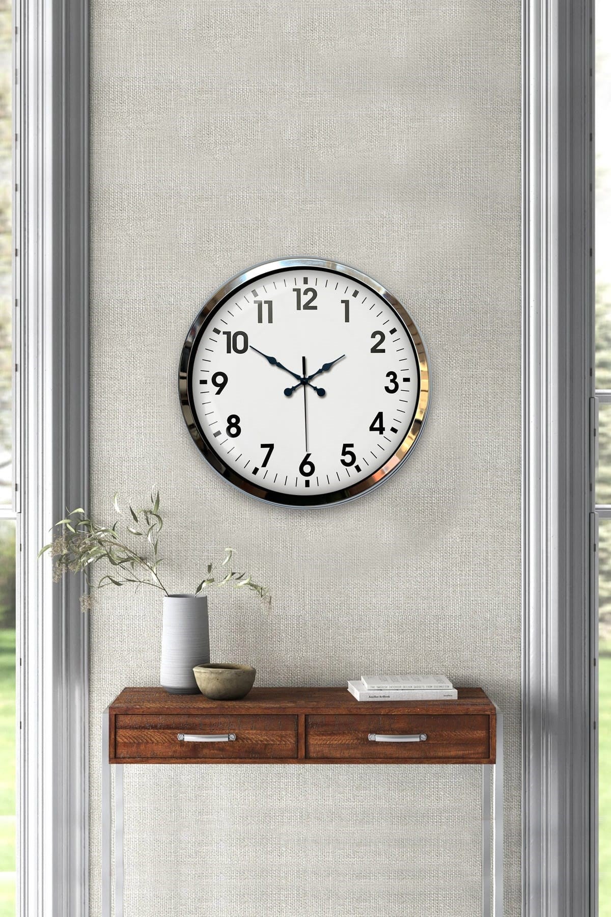 Krom Elegance 40 Cm Metal Standart Duvar Saati