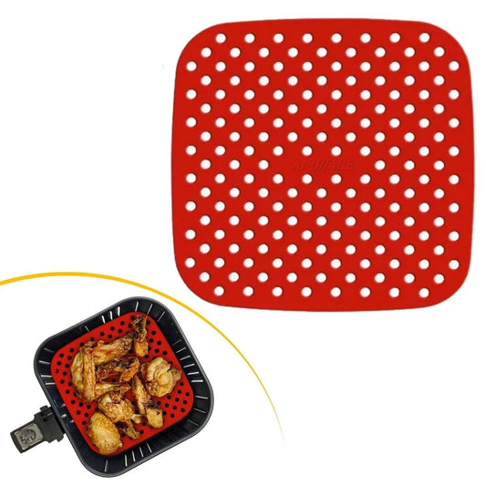 Starixa® Siyah Isıya Dayanıklı Yıkanılabilir Silikon Fırın Ve Airfryer Kare Model Pişirme Matı 21,5 Cm