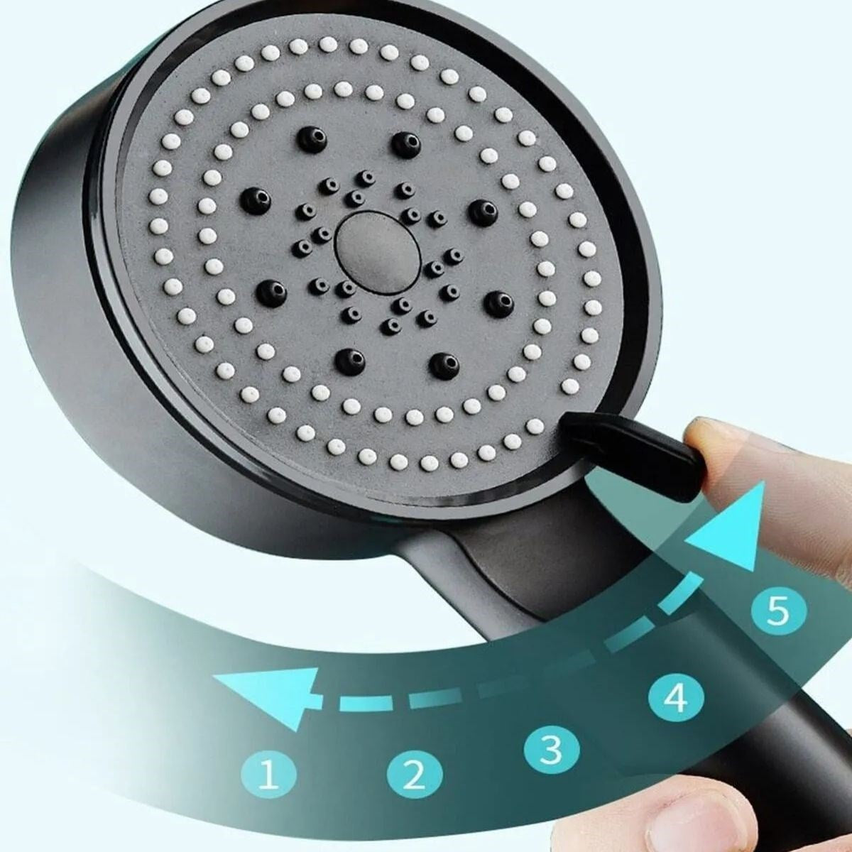 Starixa® 5 Fonksiyonlu Yüksek Basınçlı Ayarlanabilir Siyah Duş Başlığı