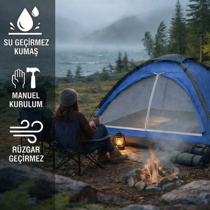 Starixa® 3 Kişilik Manuel Kamp Çadırı - Düz Kapılı Outdoor Aile, Doğa, Piknik ve Kamp Çadırı 200x150x110 cm