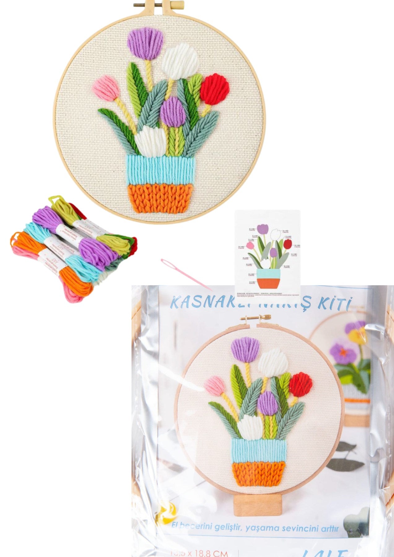 Embroidery Kits with Hoop 13.5 X 18.8 cm Tulip