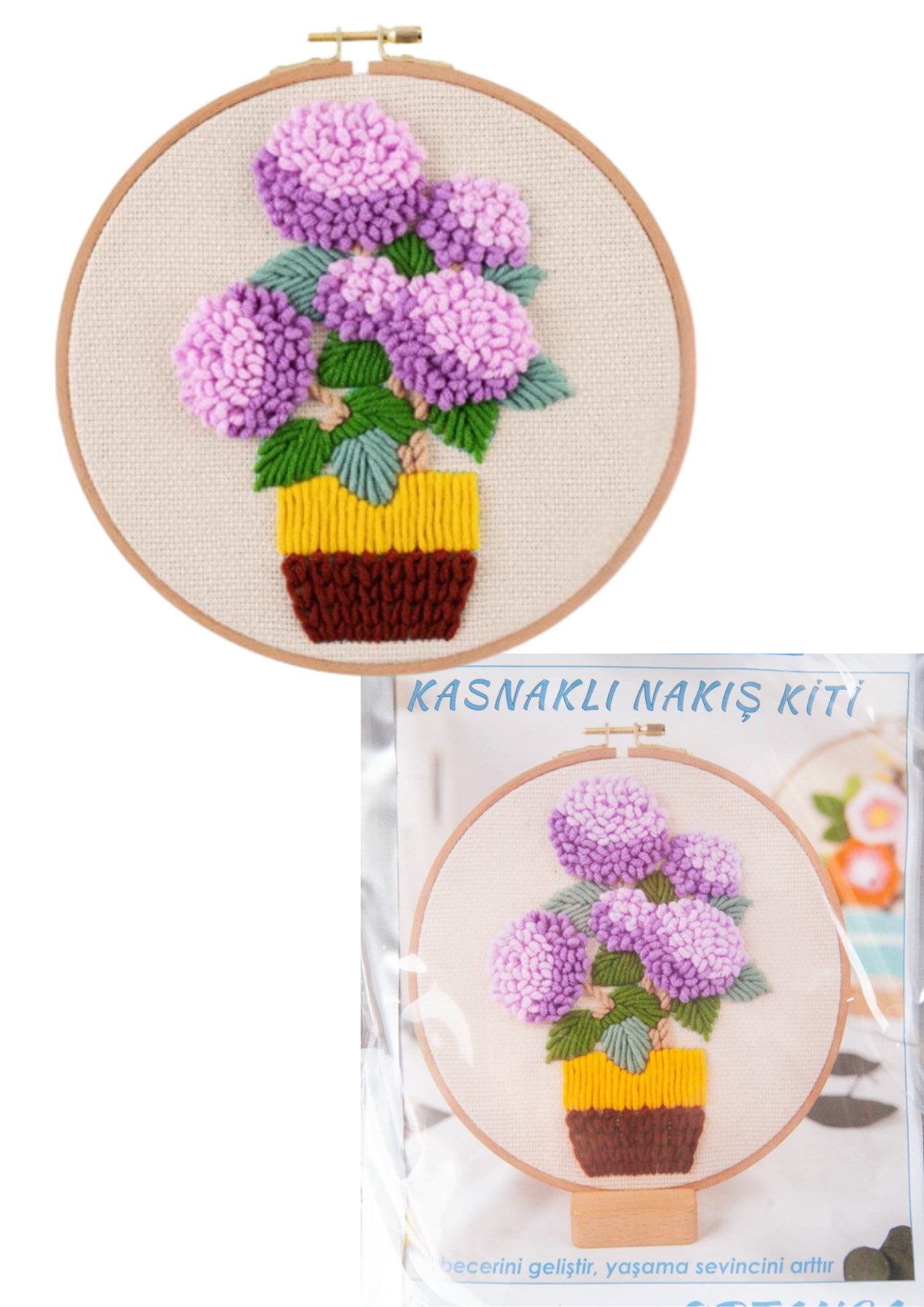 Embroidery Kits with Hoop 13.5 x 18.8 cm Hydrangea