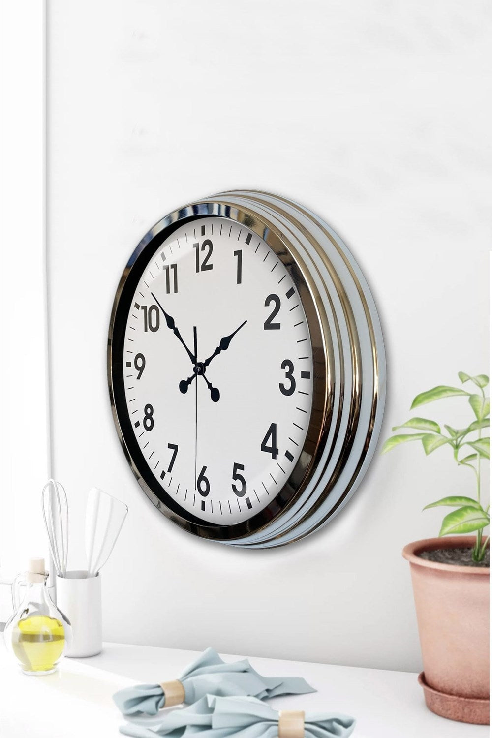 Krom Elegance 40 Cm Metal Standart Duvar Saati