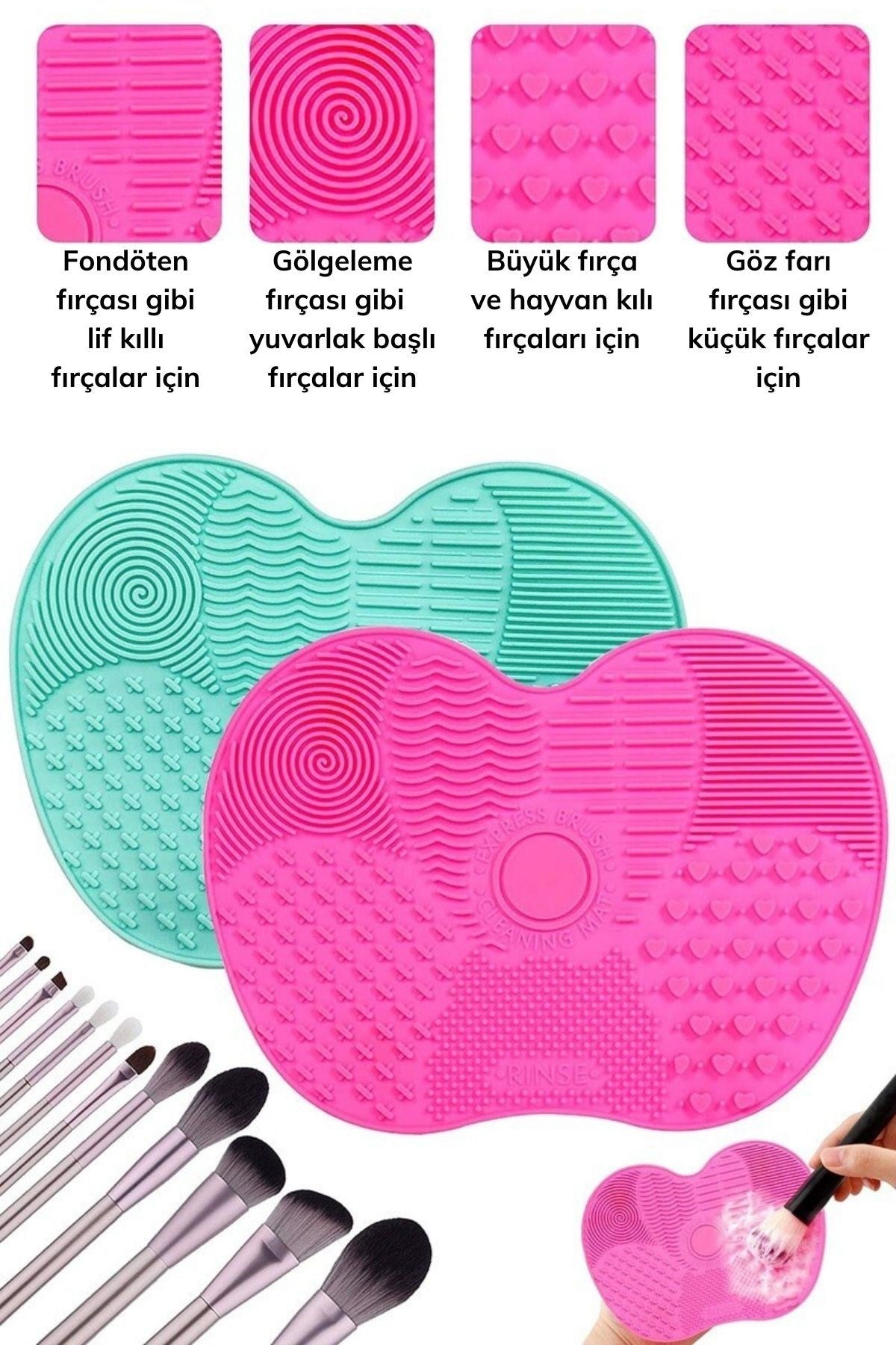 Starixa® Pratik Kolay Makyaj Fırçası Temizleme Matı Aparatı Aleti Küçük