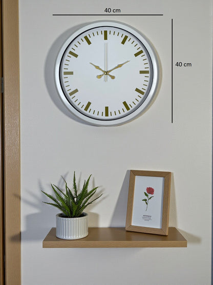 Beyaz Zarafet 40 Cm Metal Duvar Saati