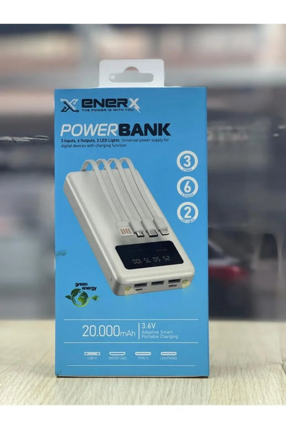 Enerx ENR-P20DC 20000 mAh 2.1 Amper Dahili Kablolu Powerbank Siyah (5347)
