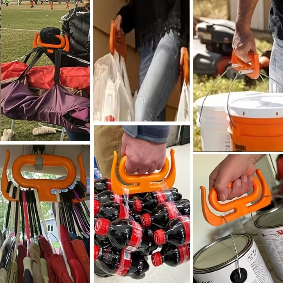 Ergonomik Poşet Taşıma Aparatı - Ağır Yük Taşıyıcı Tutacak, Elden Kesme Yapmayan Kolay Taşıma Kancası, Market ve Alışveriş Çantası Taşıyıcısı (5347)