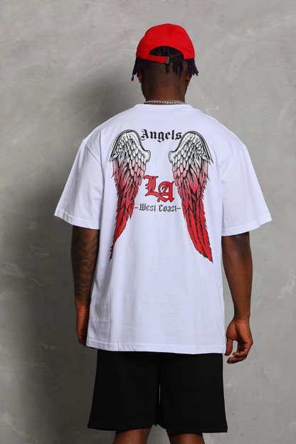 Unisex Oversized Printed Crew Neck T-Shirt - White