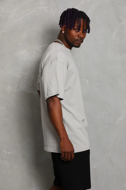 Unisex Oversize Plain Crew Neck T-Shirt - Grey