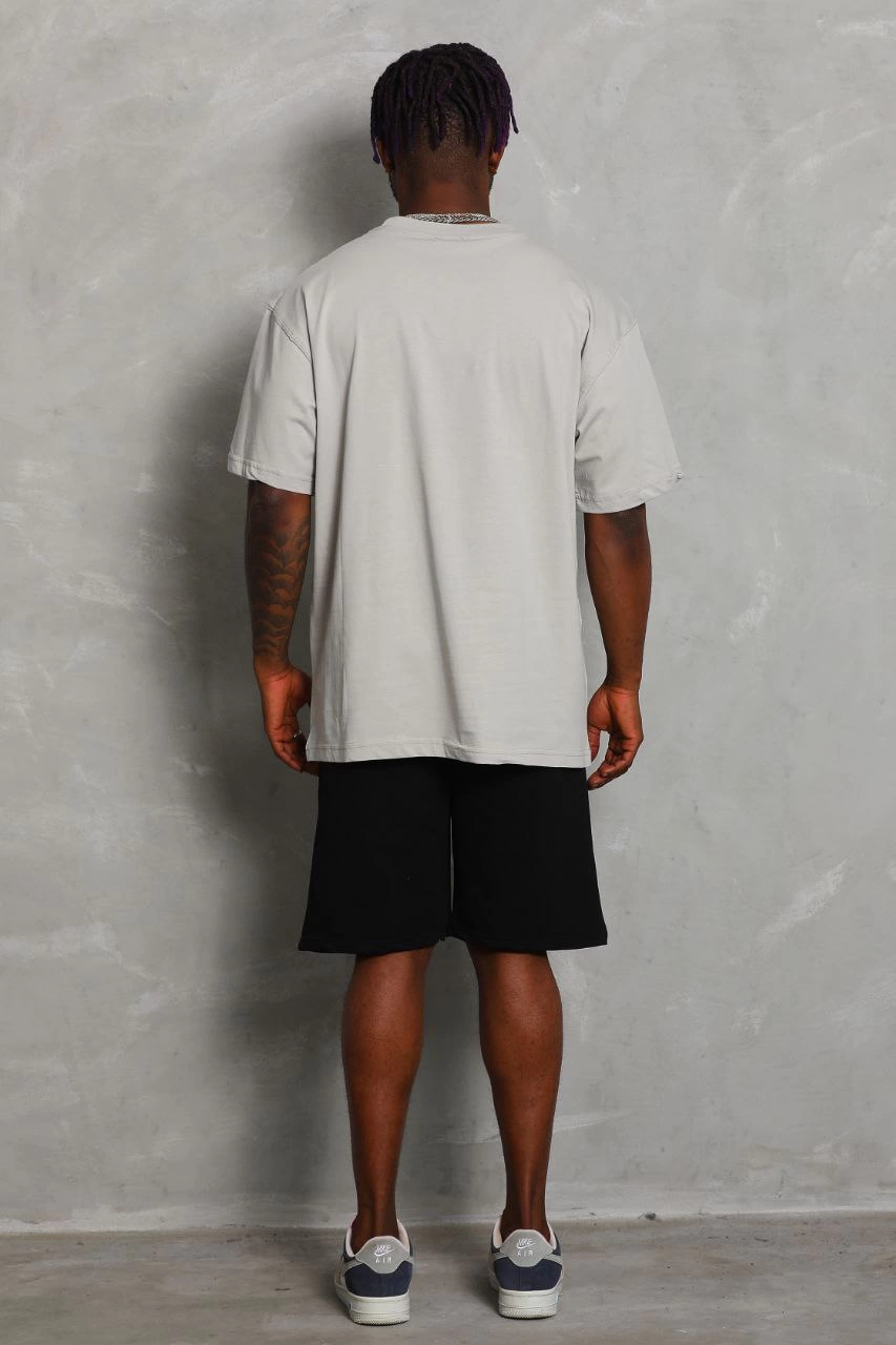Unisex Oversize Plain Crew Neck T-Shirt - Grey