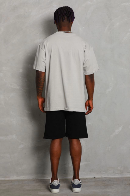 Unisex Oversize Plain Crew Neck T-Shirt - Grey