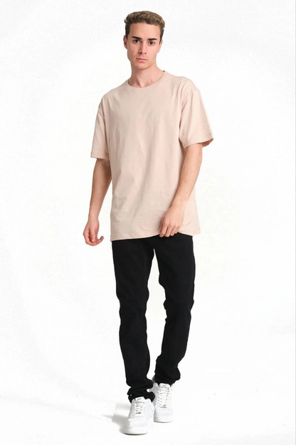 تي شيرت رجالي بقصة أوسع (Oversize) بجودة A، لون بيج - 24/1