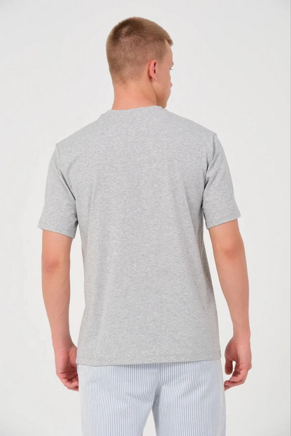 Erkek 24/1 Düz A Kalite Oversize T-shirt - Gri