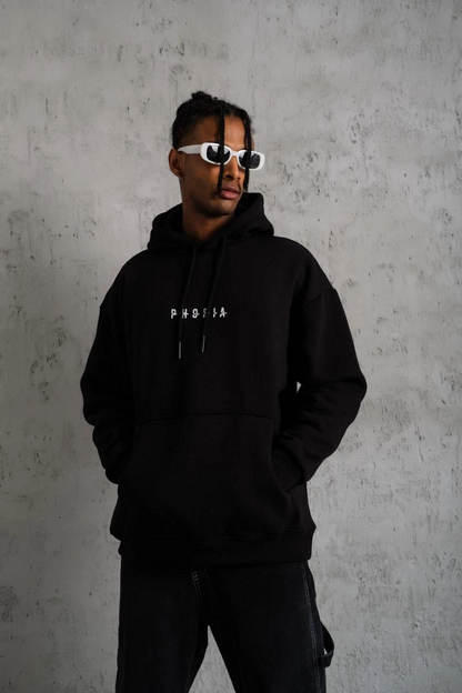 Men's Astronaut Print Hooded Sweatshirt - Black