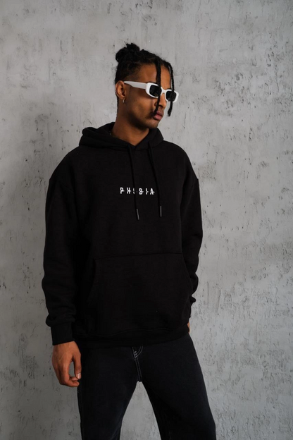Men's Astronaut Print Hooded Sweatshirt - Black