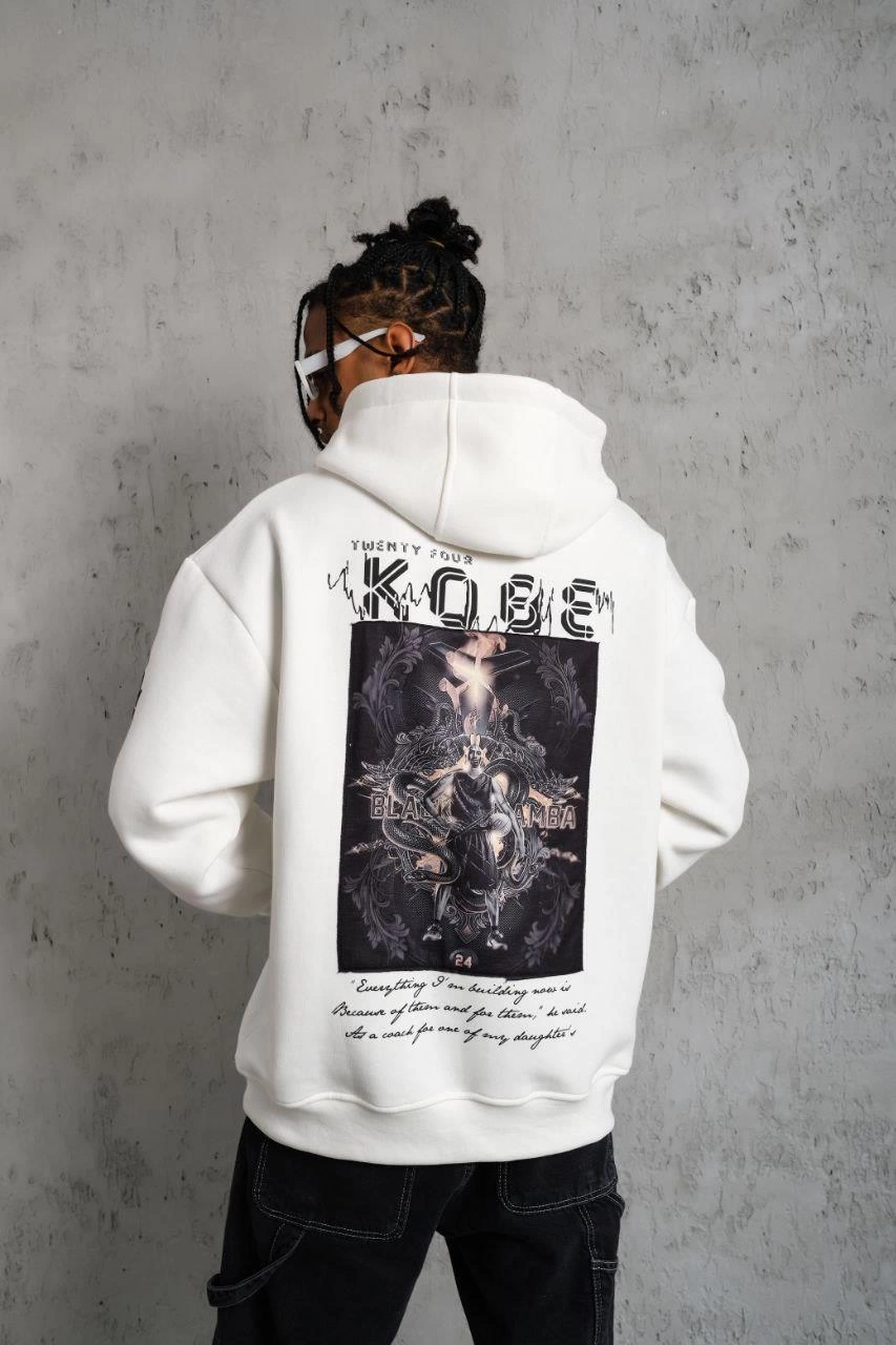 Men's Printed Hooded Sweatshirt - White