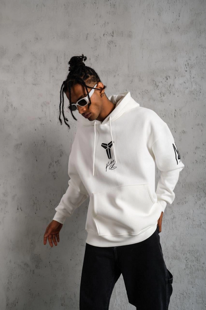 Men's Printed Hooded Sweatshirt - White