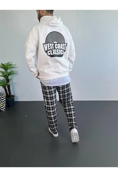 Men's Printed Three-Thread Fleece Oversize Hoodie - White