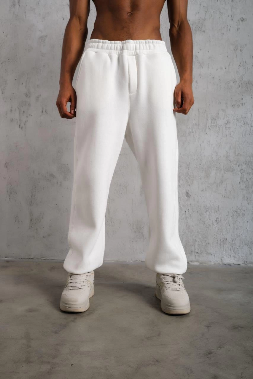 Erkek Baggy Alt Eşofman - Beyaz