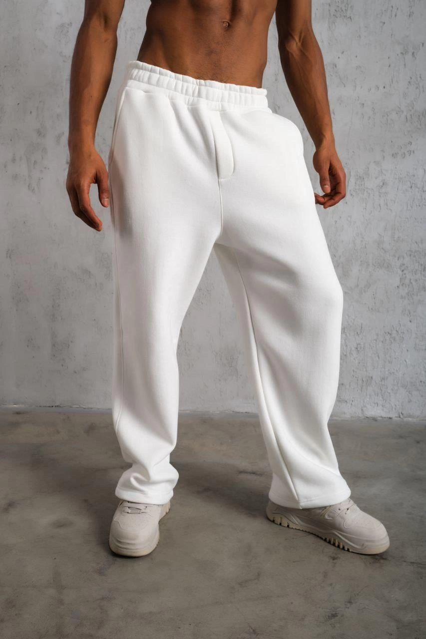 Erkek Baggy Alt Eşofman - Beyaz