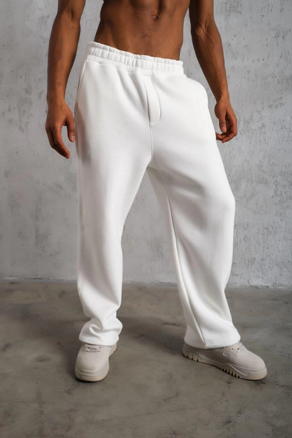Erkek Baggy Alt Eşofman - Beyaz