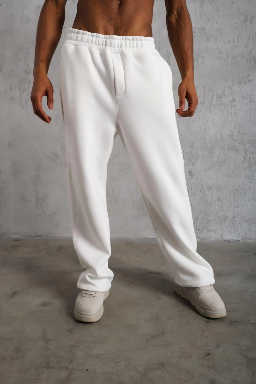 Erkek Baggy Alt Eşofman - Beyaz