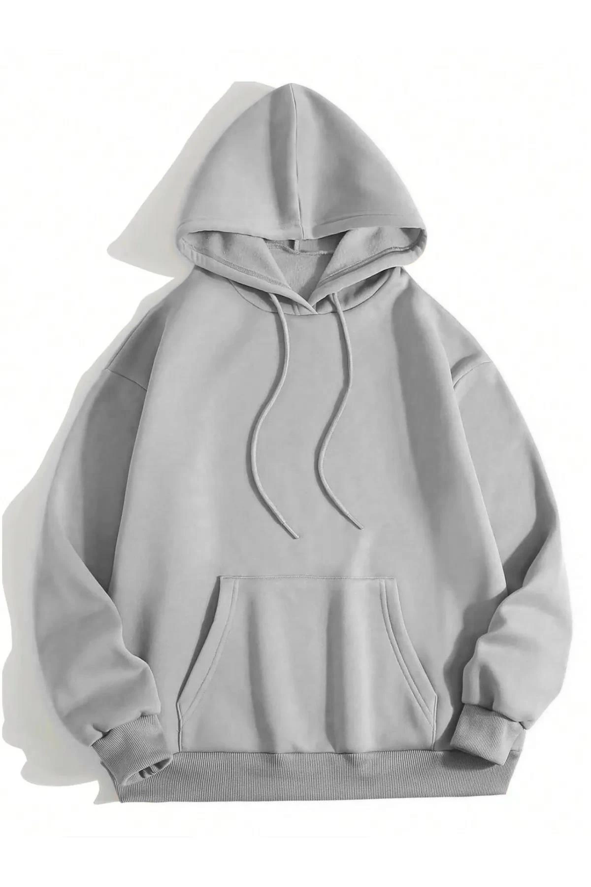 Men's Plain Hooded Sweatshirt - Heather Grey