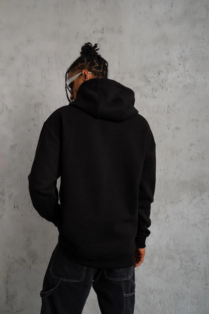 Men's Plain Hooded Sweatshirt - Black