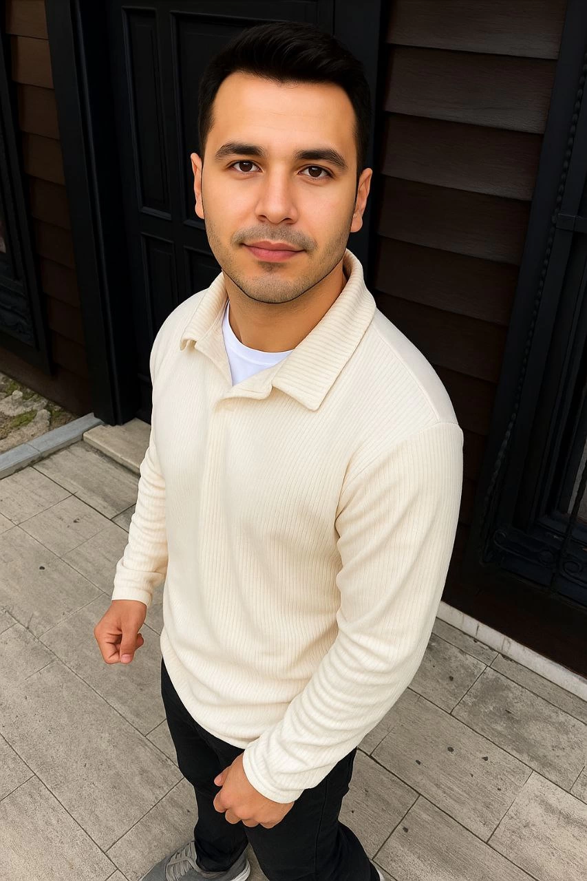 Men's Corduroy Fleece Sweatshirt - Buttonless Polo Neck, Oversize Loose Fit, Thick Fleece Fabric, Stylish Casual Top for Winter and Spring - White