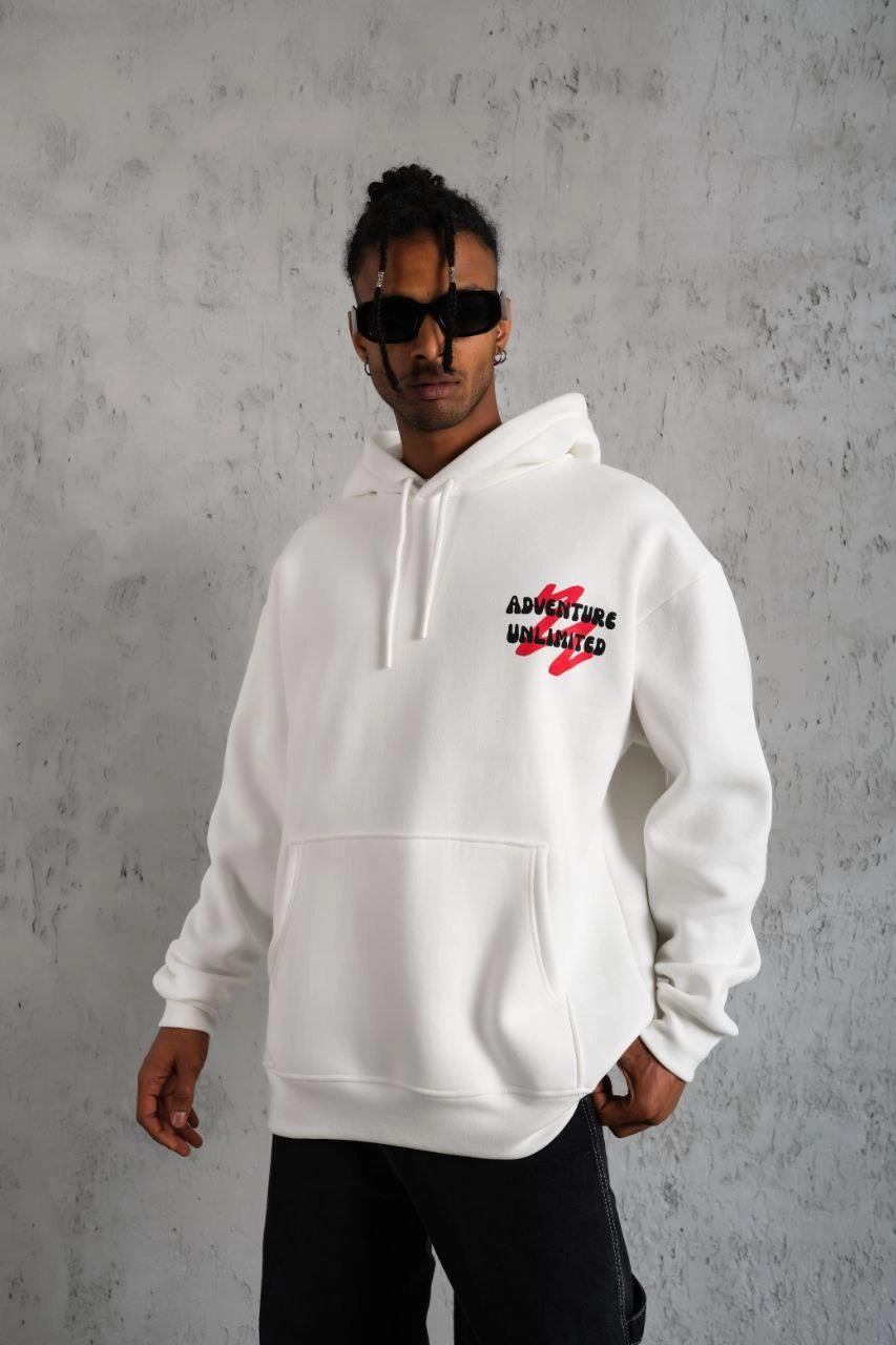 Men's Pigeon Print Hooded Sweatshirt - White