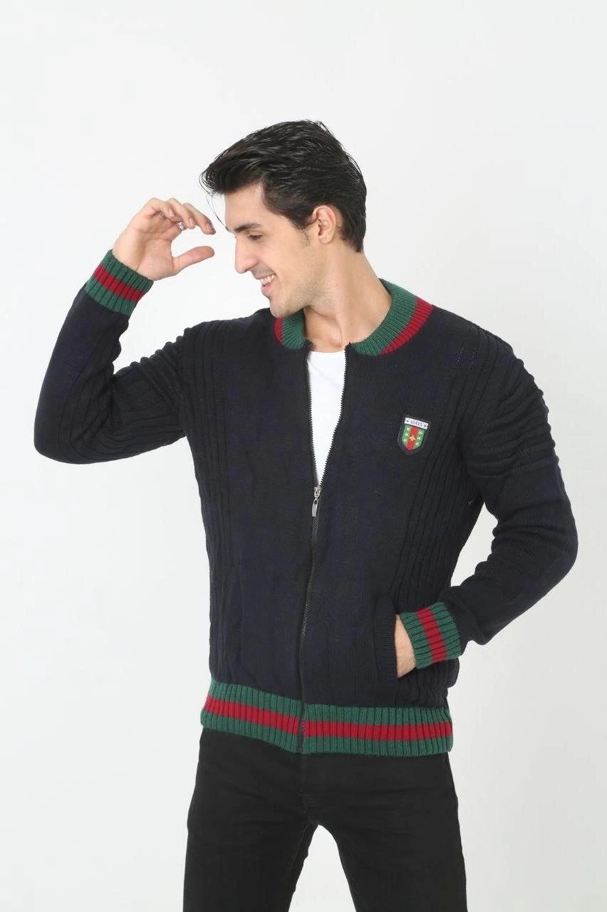 Men's Full-Zip Knitted Cardigan - Navy
