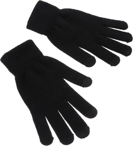 Men's Knitted Woven Gloves - Black