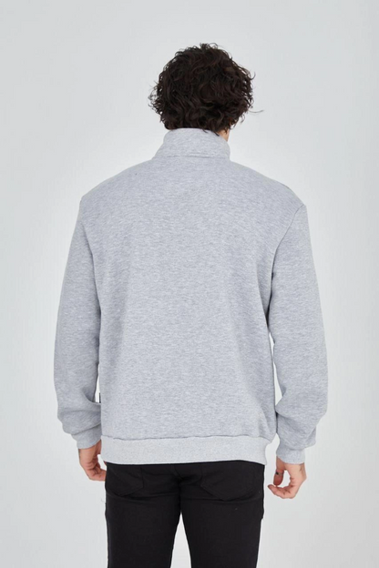 Men's Half-Zip Printed Sweatshirt - Grey