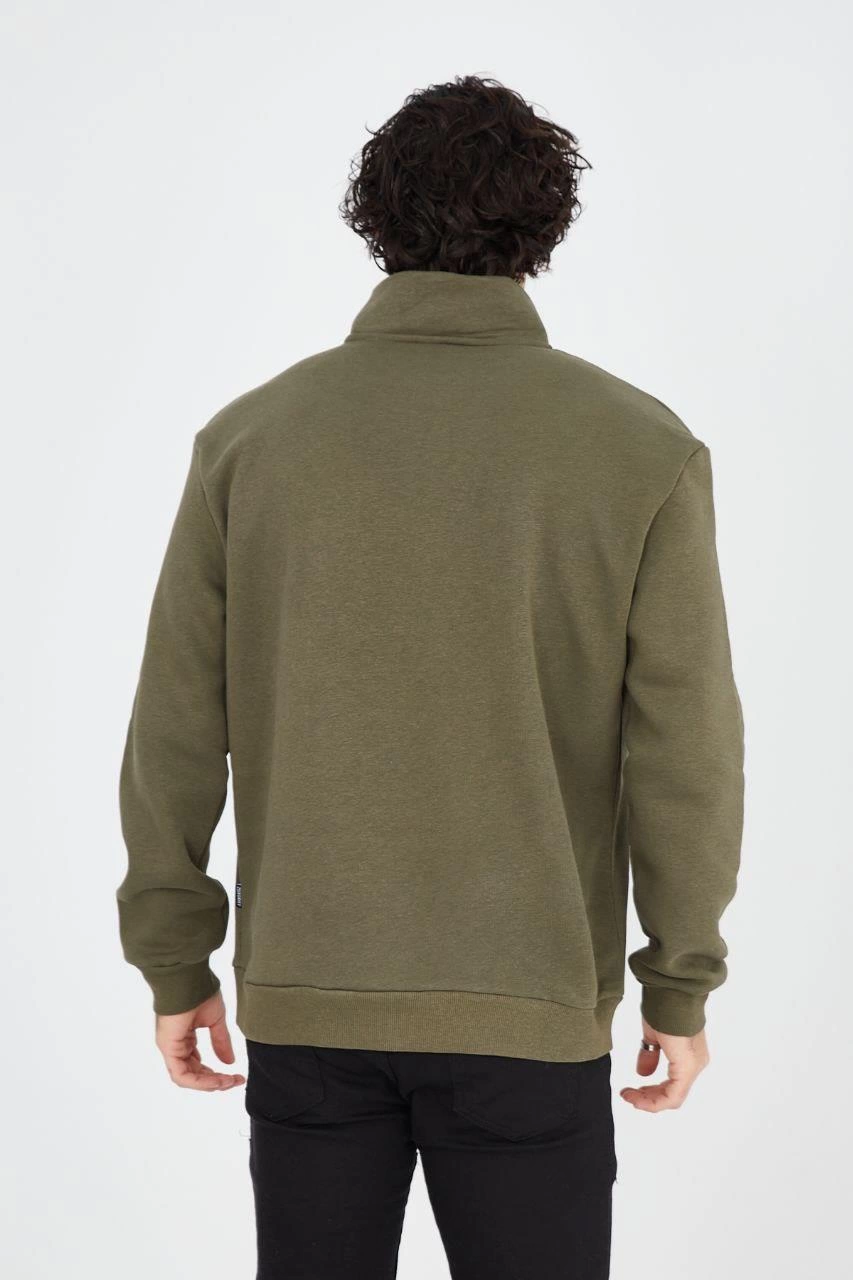 Men's Half-Zip Printed Sweatshirt - Green