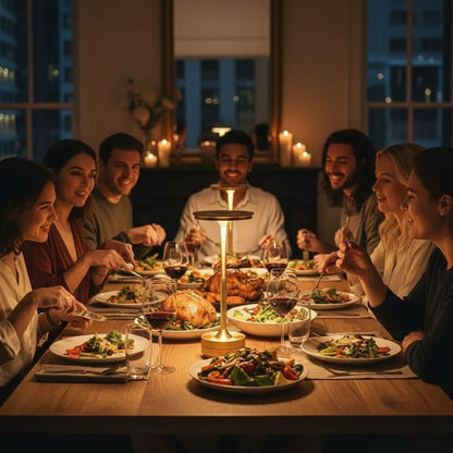 Eskitme Gold Kasa Dokunmatik Şarjlı Masa Lambası - 3 Renk Işık Modlu, LED Aydınlatmalı, Modern & Dekoratif Abajur (5347)