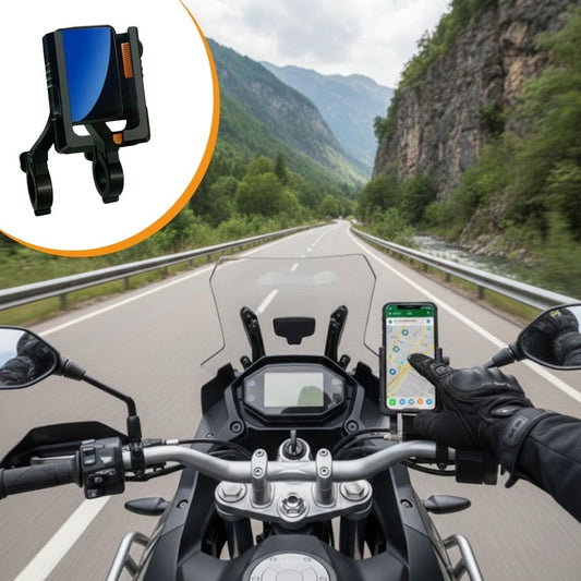 Evrensel Motosiklet Telefon Tutucu - Kaymaz, Kilitlenebilir Güvenli Tutuşlu, 360° Ayarlanabilir Gidon Bağlantılı Akıllı Telefon Aparatı (5347)