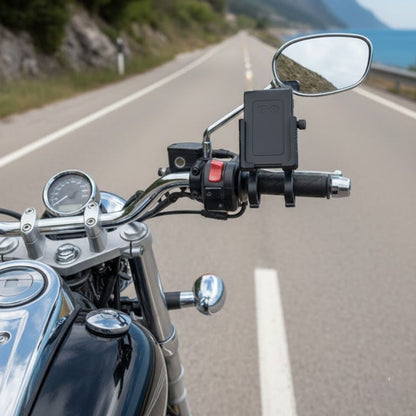 Evrensel Motosiklet Telefon Tutucu - Kaymaz, Kilitlenebilir Güvenli Tutuşlu, 360° Ayarlanabilir Gidon Bağlantılı Akıllı Telefon Aparatı (5347)