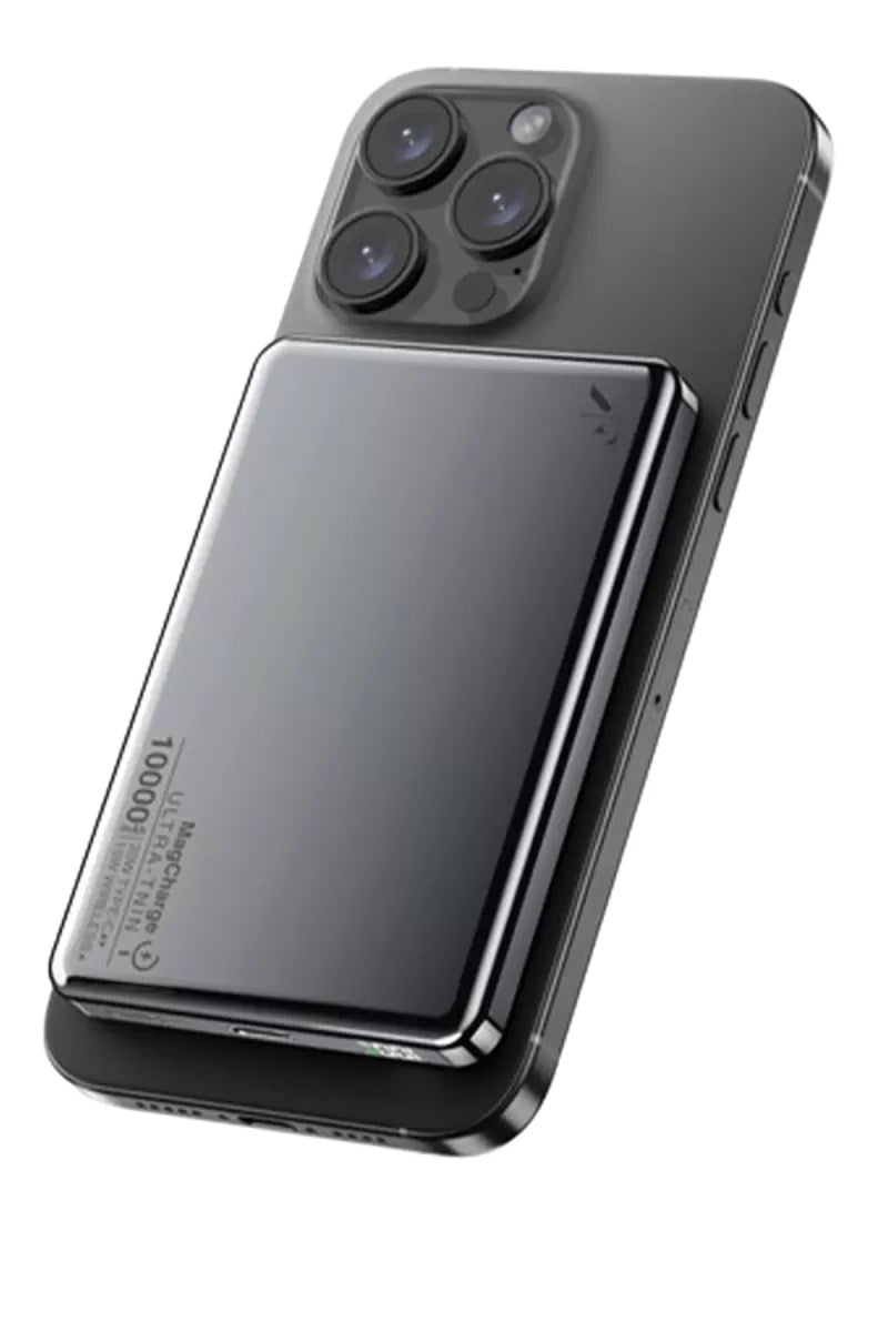 Mey İthalat®  PW560 10.000 mAh Dijital Göstergeli 20W Type-C ve 15W Kablosuz Şarj PD Hızlı Şarj Magsafe Powerbank - Titanyum