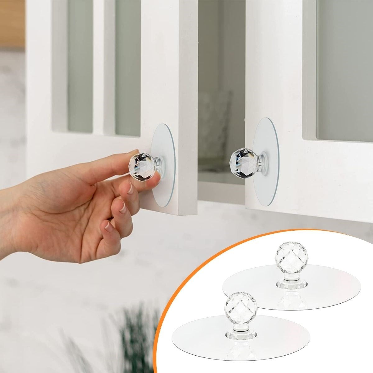 Starixa® 2 Adet Kristal Kendiliğinden Güçlü Yapışkanlı Kulp Askısı Tutma Kolu