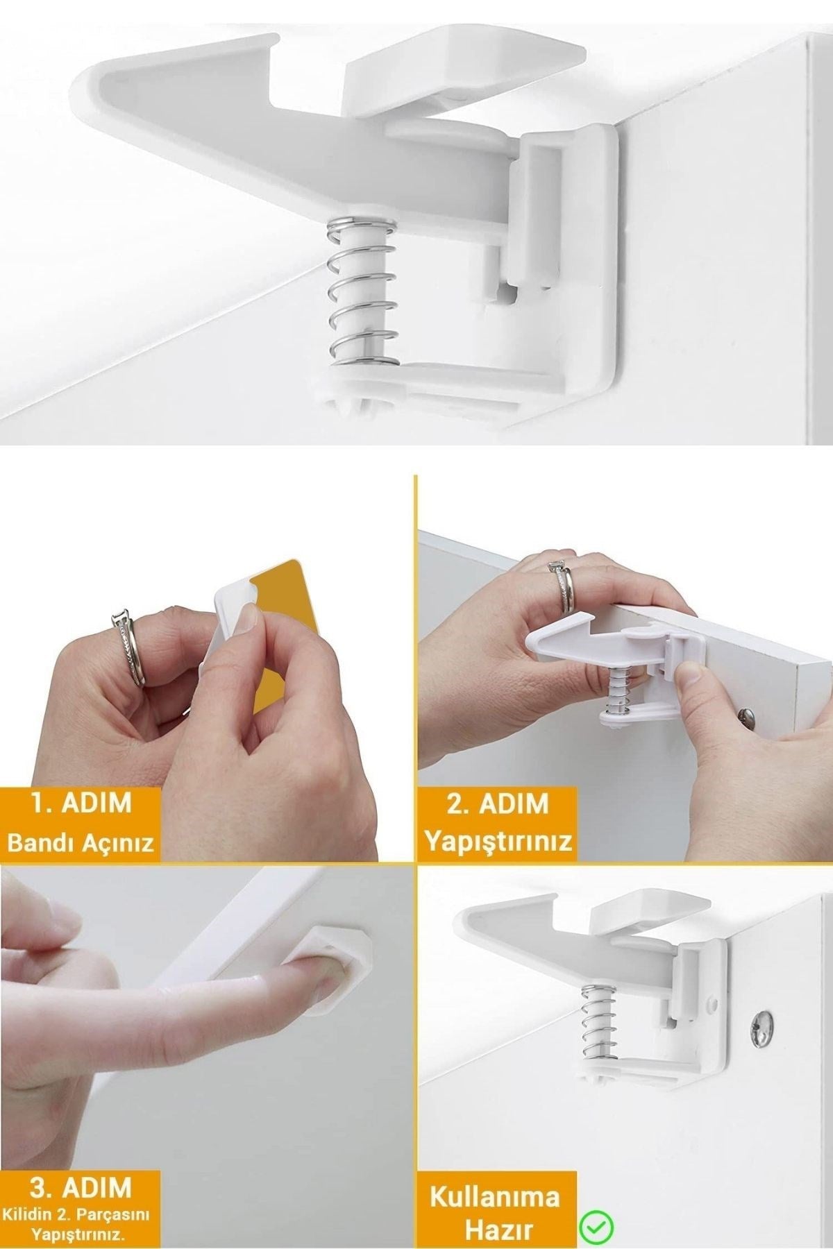 Starixa® Bebek Çocuk Güvenliği Korumalı Yapışkan Çekmece ve Dolap İçin Tutucu Gizli Güvenlik Kilidi