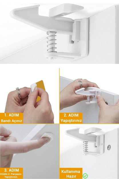 Starixa® Bebek Çocuk Güvenliği Korumalı Yapışkan Çekmece ve Dolap İçin Tutucu Gizli Güvenlik Kilidi