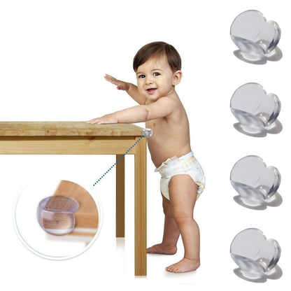 Starixa® Bebek Çocuk Yumuşak ve Esnek Dairesel Şeffaf Yapışkanlı Güvenlik Köşe Koruyucu (4 Adet)