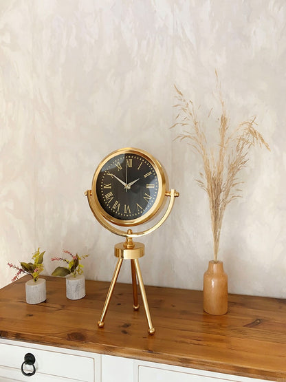 Gold Metal Mini Tripod Sade Masa Saati 45×26 cm