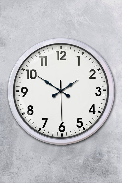 White Classic Modern 52 Cm Metal Duvar Saati