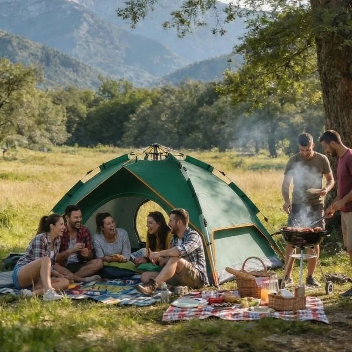 Starixa® 6 Kişilik Otomatik Kamp Çadırı - Çift Katmanlı, Suya Dayanıklı, Hızlı Kurulum Outdoor Aile ve Doğa Çadırı 200x250x150 cm