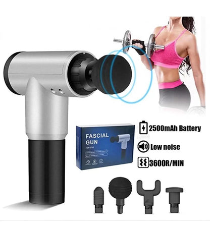 جهاز مساج بالاهتزاز Fascial Gun RH-320 مع 6 مستويات سرعة، 4 رؤوس تدليك، وشحن USB (5347)
